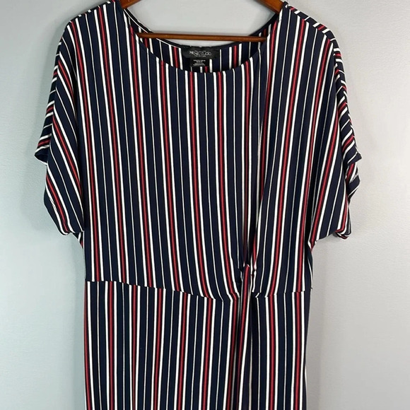 MICHEL STUDIO COLLECTION Navy Stripe Maxi Dress Twist Gathered Waist Coastal X - Picture 3 of 10